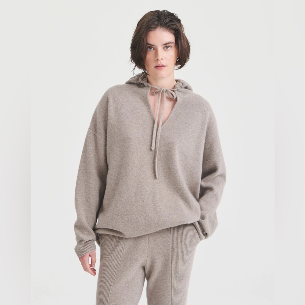 NAADAM Taupe Hooded Cashmere Blend Sweater